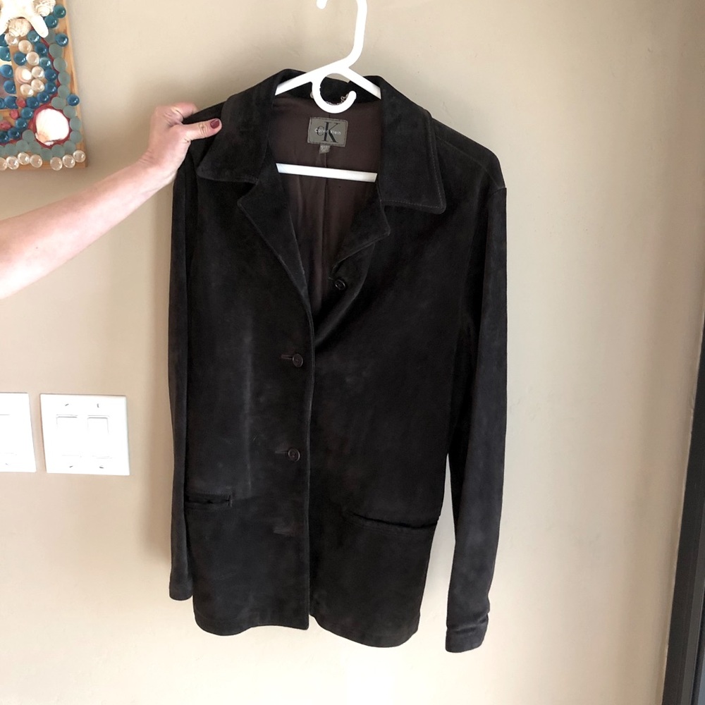 Calvin Klein chocolate brown suede jacket 🧥